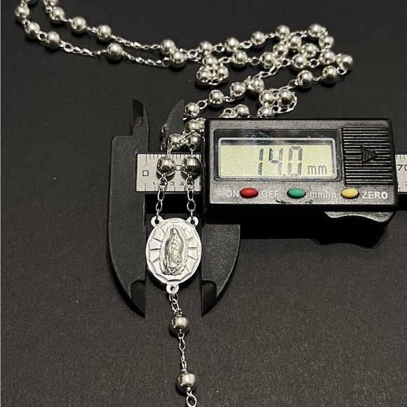 Large 925 Sterling Silver Rosary 24” 5mm Beads Rosario De Plata Handmade Italy - Picture 4 of 7